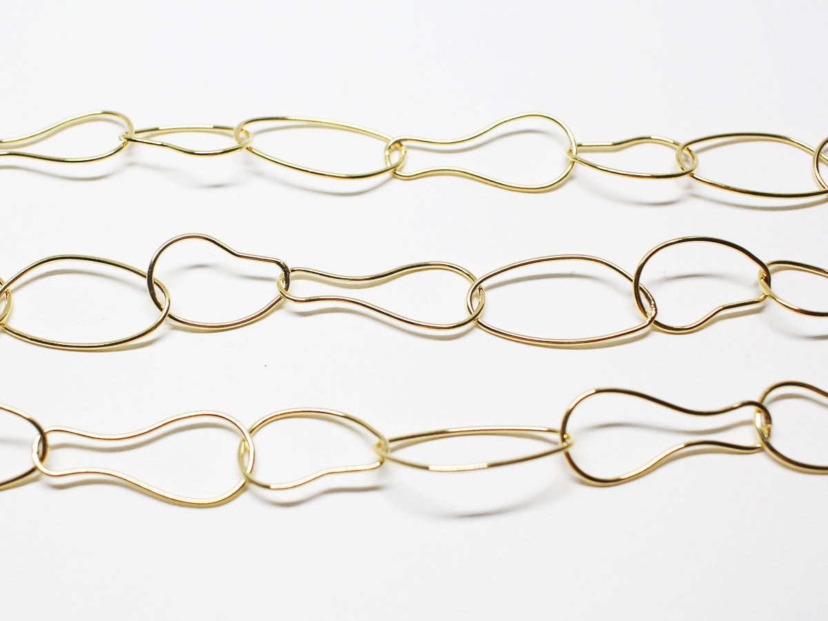 [N0051/ 1m / Multi Oval chain/Brass/Gold plated/27.5x15mm,21X13mm