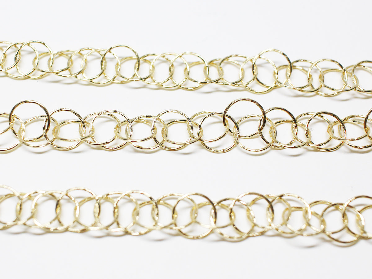 [N0052/ 1m /Multi Circle chain/Brass/Gold plated/9.5mm