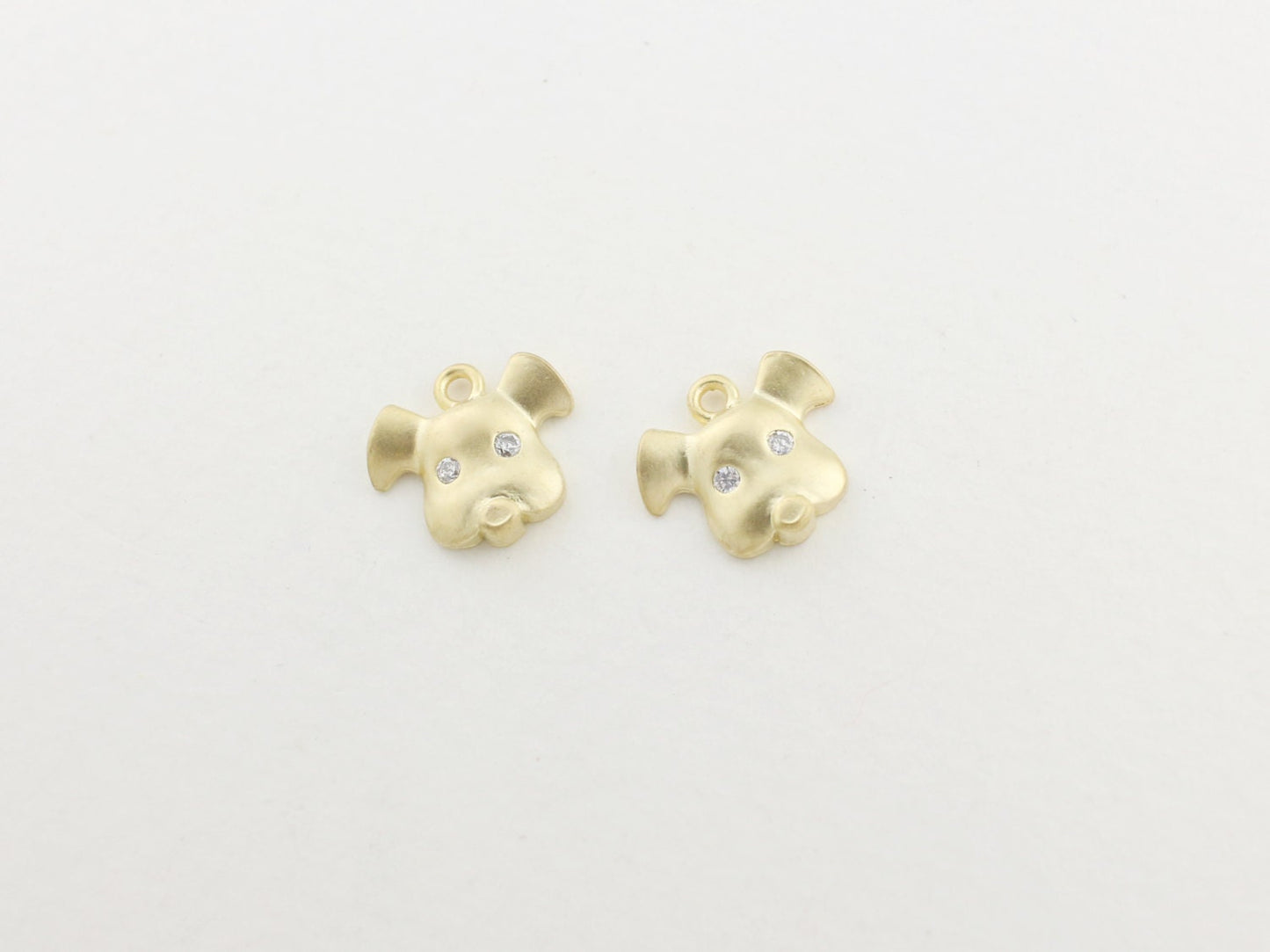 [P0105]2pcs/Puppy Pendant/Brass/Matte Gold/10x11mm