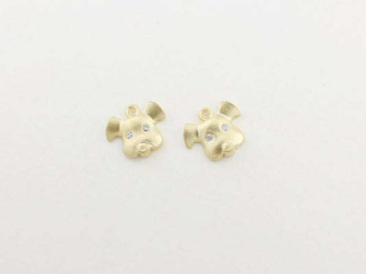 [P0105]2pcs/Puppy Pendant/Brass/Matte Gold/10x11mm