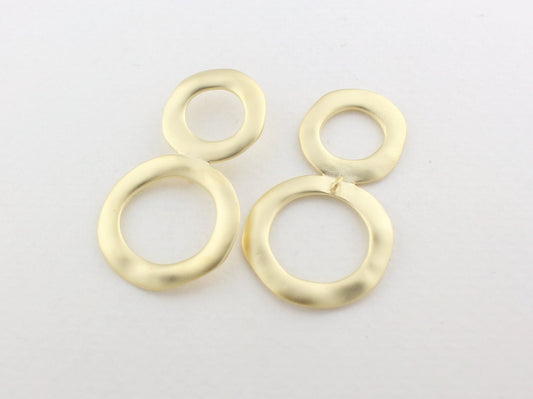 [P0107]2pcs/Two large circles connector/Brass/Matte Gold/36x21mm