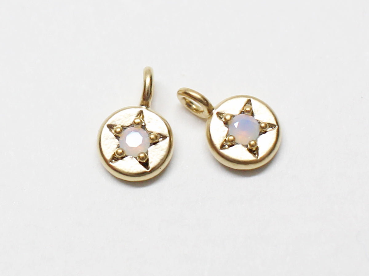 [P0940]2pcs/Mini Star Birthstone Charm/Brass/Matte Gold/4.8mm