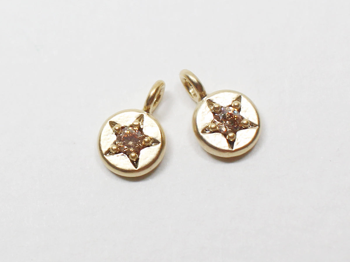 [P0940]2pcs/Mini Star Birthstone Charm/Brass/Matte Gold/4.8mm