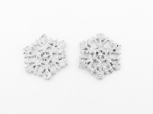 [P0112]2pcs/Lace snow flake connector/Brass/Matte Rhodium/18x21mm