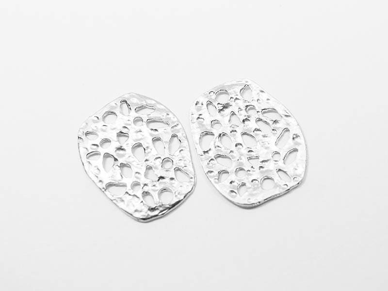 [P0113-1]4pcs/Bent Round Tag Connector/Pewter/Matte Rhodium/18x15mm