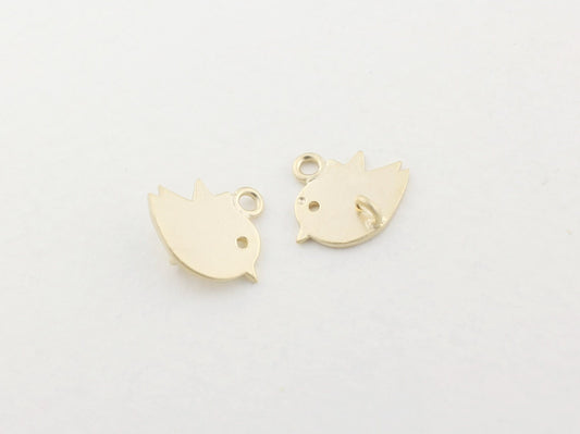 [P0114]2pcs/Mini Bird Pendant/Brass/Matte Gold/9.4x10.8mm