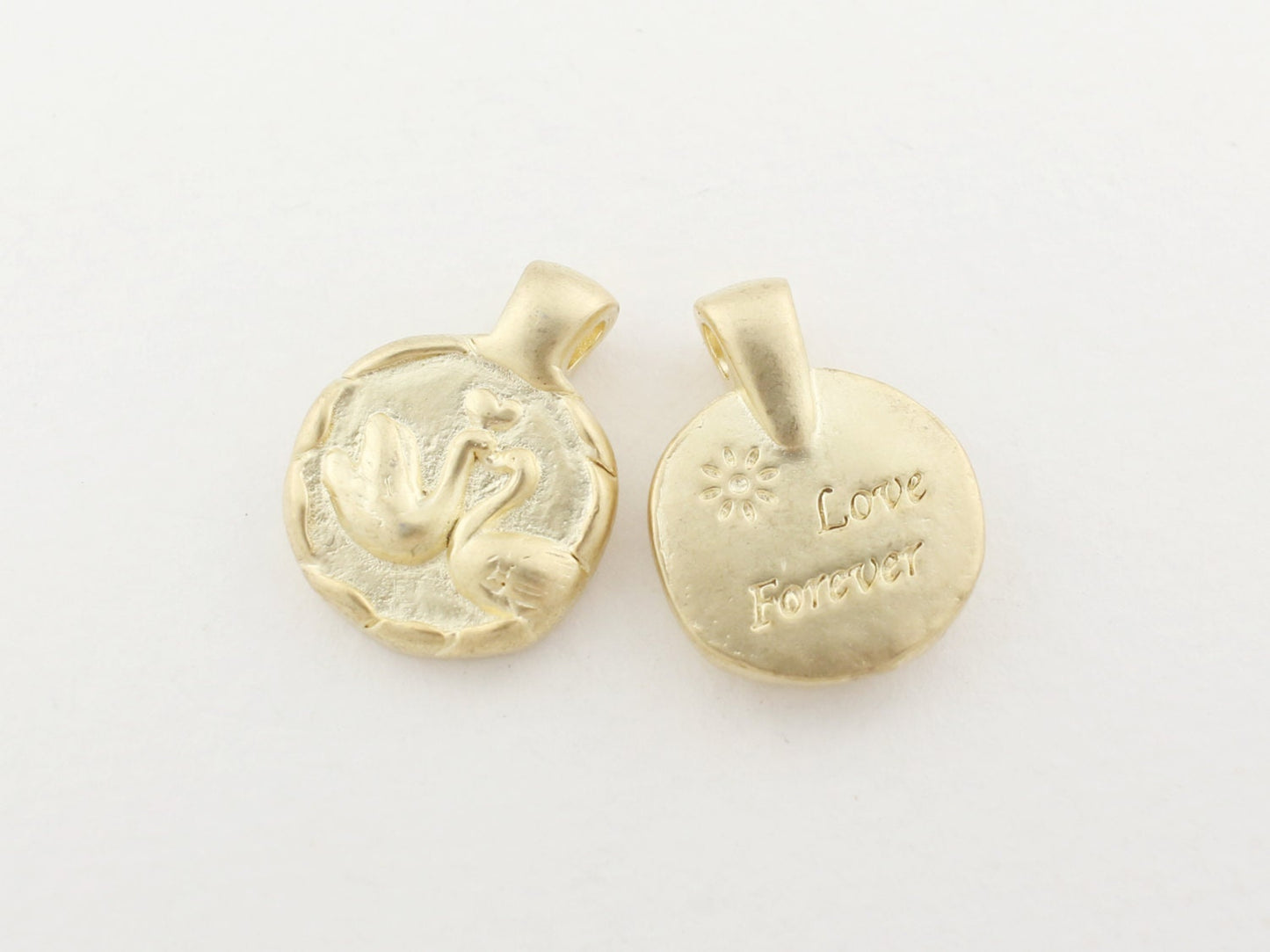 [P0117]2pcs/Solid Love Forever Pendant/Brass/Matte Gold/19x15mm
