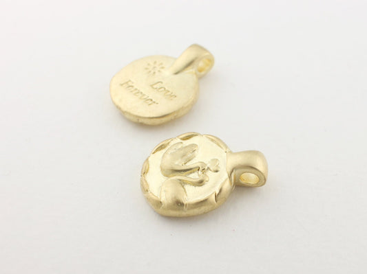 [P0117]2pcs/Solid Love Forever Pendant/Brass/Matte Gold/19x15mm