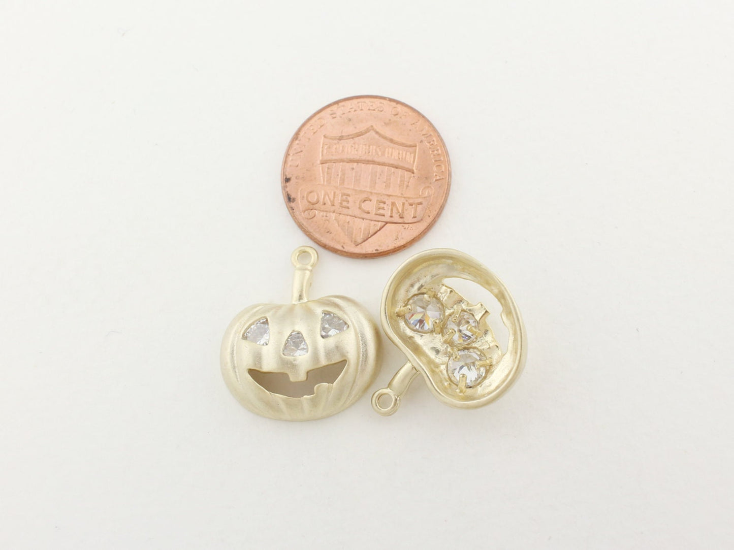 [P0119]2pcs/Halloween Pumpkin Pendant/Brass/Matte Gold/20x18mm