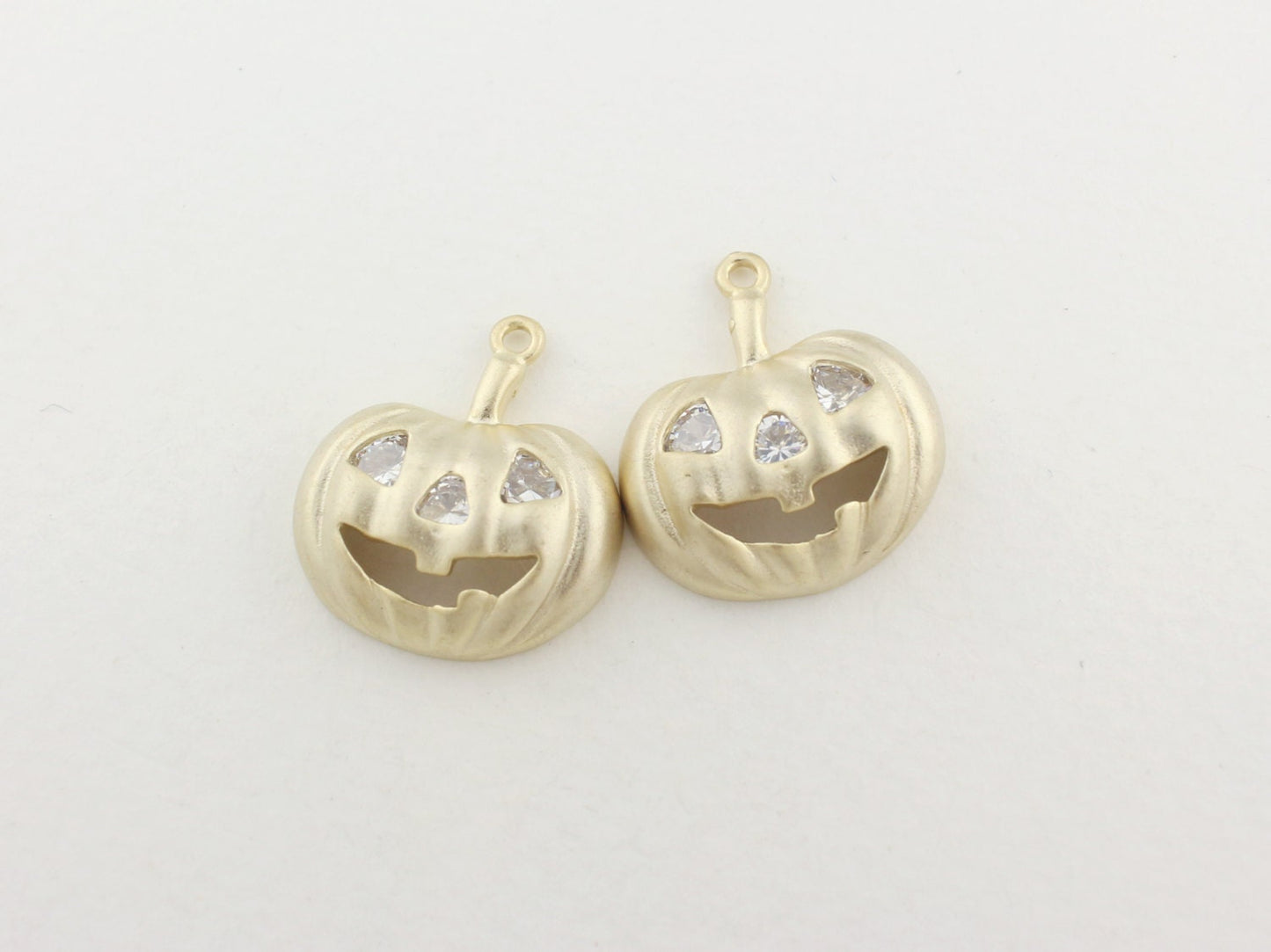 [P0119]2pcs/Halloween Pumpkin Pendant/Brass/Matte Gold/20x18mm