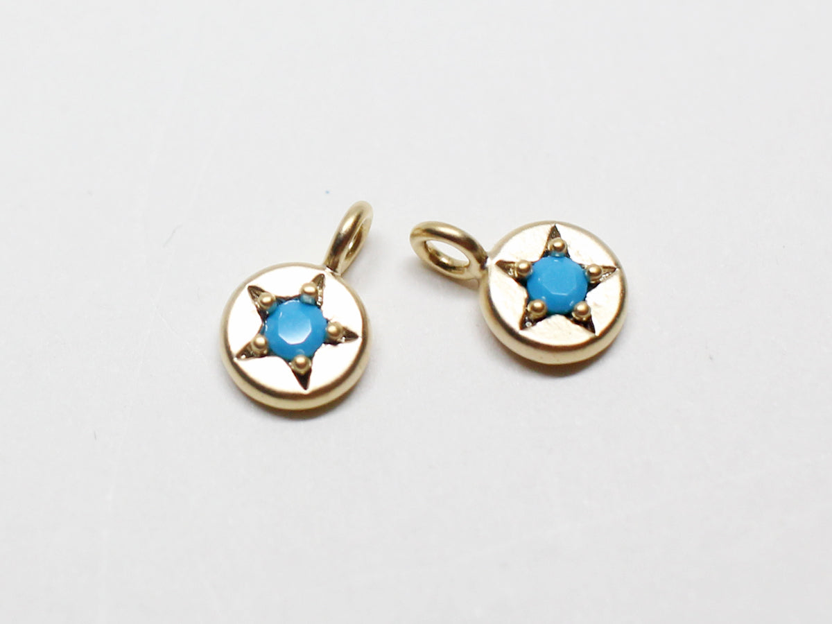 [P0940]2pcs/Mini Star Birthstone Charm/Brass/Matte Gold/4.8mm