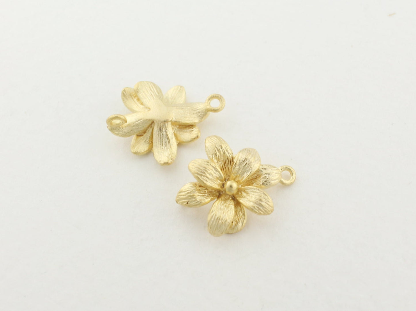 [P0127]2pcs/Flower Pendant/Brass/Matte Gold/14x11mm