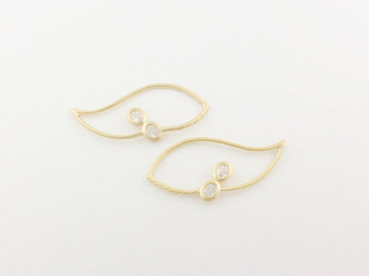 [P0142]2pcs/2 CZ Connector pendant/Brass/Matte Gold/35 x13mm