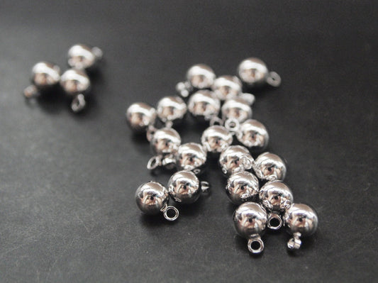 [P0146]8pcs/Ball Pendant/Brass/Rhodium/4 x5.5mm