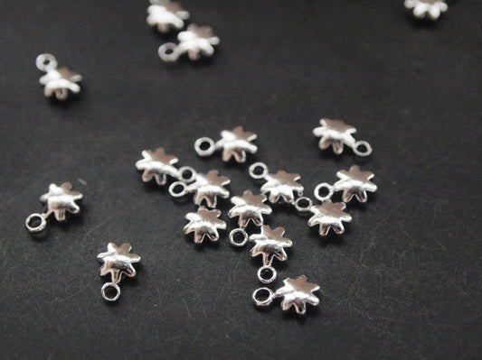 [P0147]4pcs/6 Point Star Pendant/Brass/Rhodium/7 x5mm