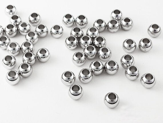 [P0148]10pcs/Ball Bead Connector/Brass/Rhodium/6 x5mm