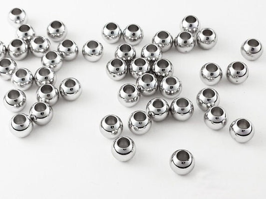 [P0148]10pcs/Ball Bead Connector/Brass/Rhodium/6 x5mm