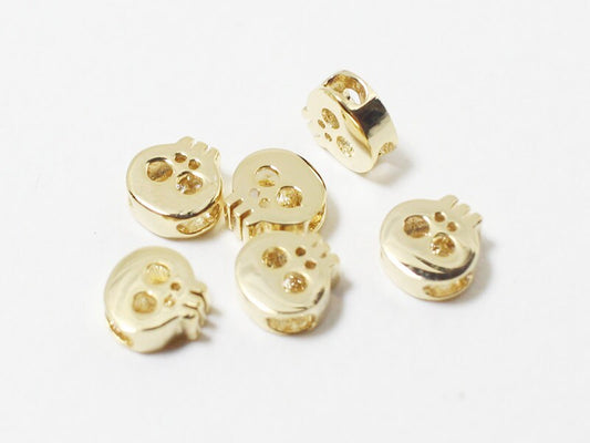 [P0152]4pcs/Skull Bead Connector/Brass/Gold/6 x6mm