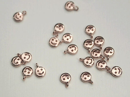 [P0155]4pcs/Tiny Smile Pendant/Brass/Rose Gold/4.5 x6.8mm