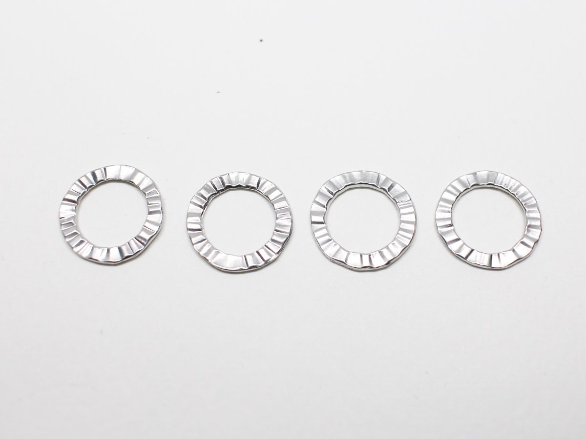 [P0017-1]4pcs/Wrinkled Circle connector/Pewter/Matte Rhodium/14mm