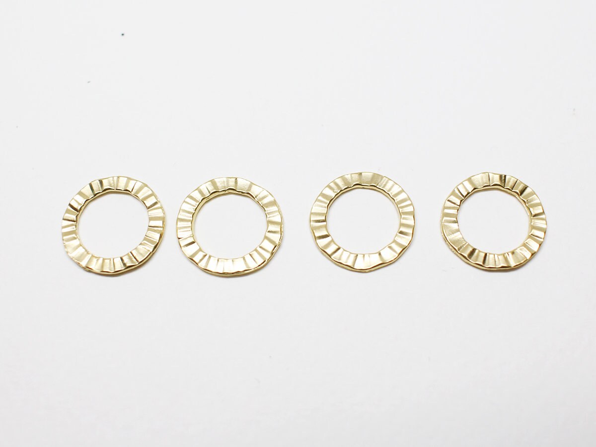 [P0017-1]4pcs/Wrinkled Circle connector/Pewter/Matte Gold/14mm