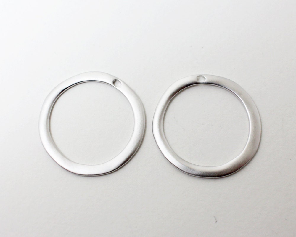 [P0179]2pcs/Circle pendant/Brass/Matte Rhodium/25 mm