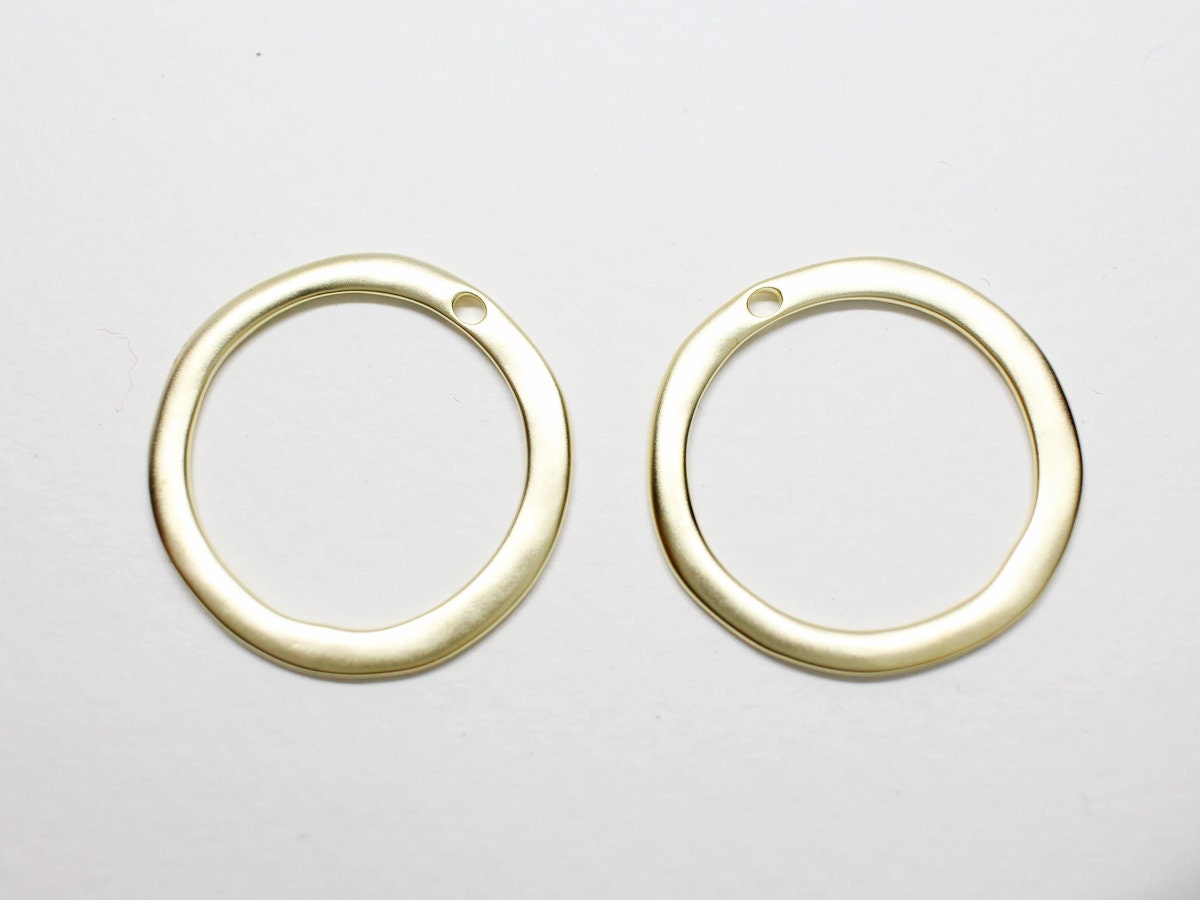 [P0179]2pcs/Circle pendant/Brass/Matte Gold/25 mm