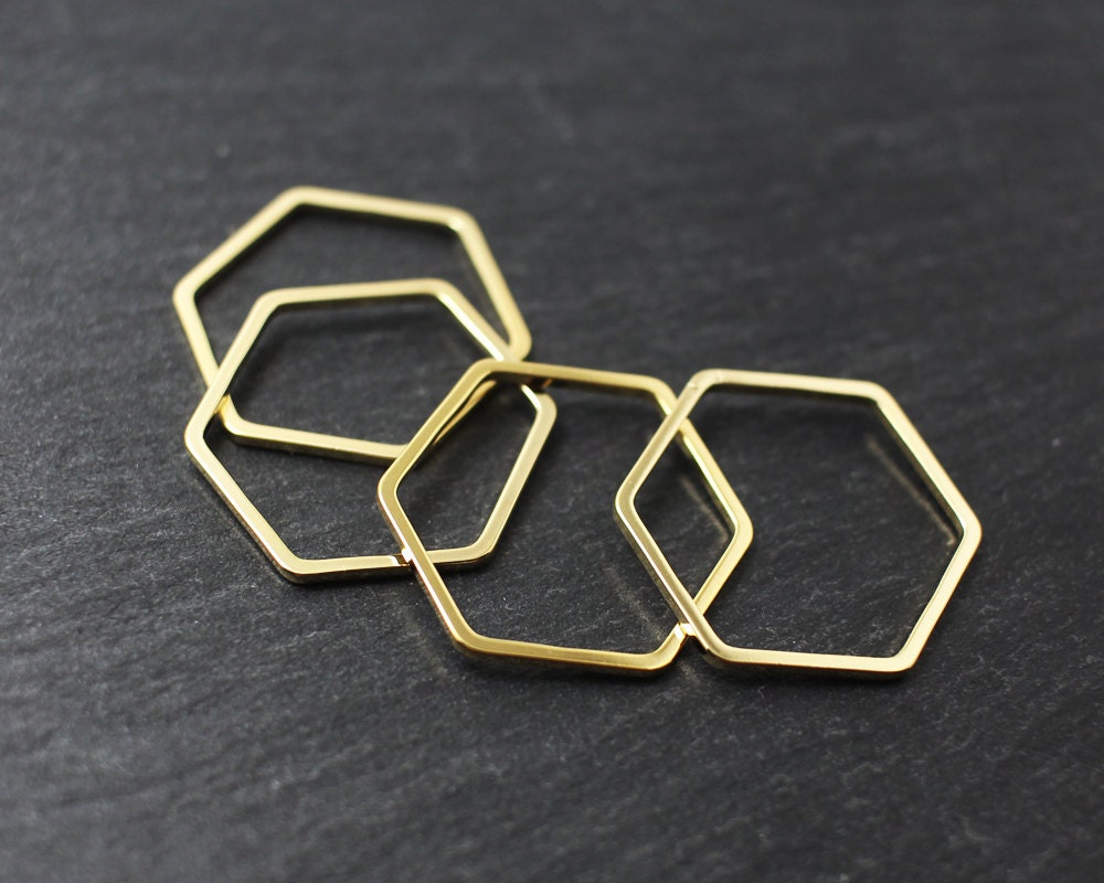 [P0194]4pcs/Hexagon Connector/Brass/Gold/20mm