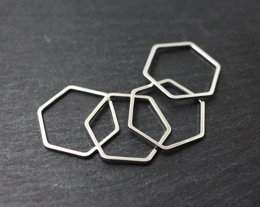 [P0194]4pcs/Hexagon Connector/Brass/Rhodium/20mm