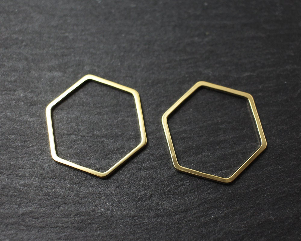 [P0194]4pcs/Hexagon Connector/Brass/Gold/20mm