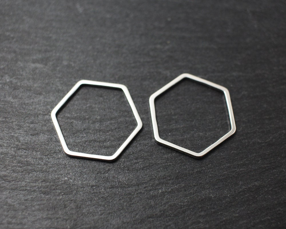 [P0194]4pcs/Hexagon Connector/Brass/Rhodium/20mm