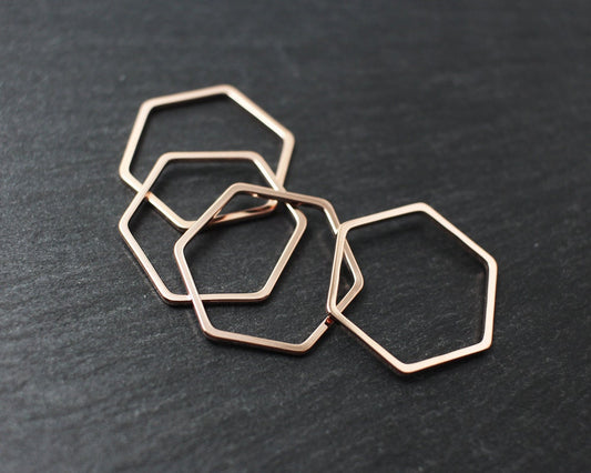 [P0194]4pcs/Hexagon Connector/Brass/Rose Gold/20mm