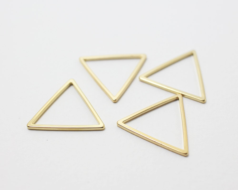 [P0195]4pcs/Triangle Connector/Brass/Gold/20mm