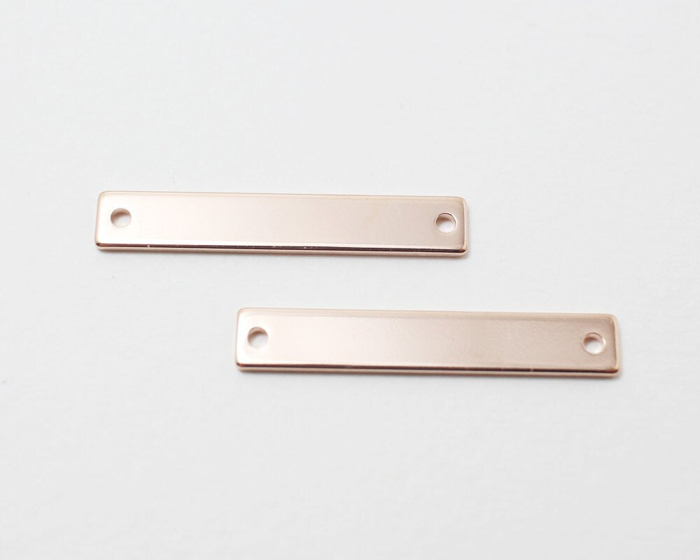 [P0196]4pcs/Flat Bar Connector/Brass/Rose Gold/30x5mm