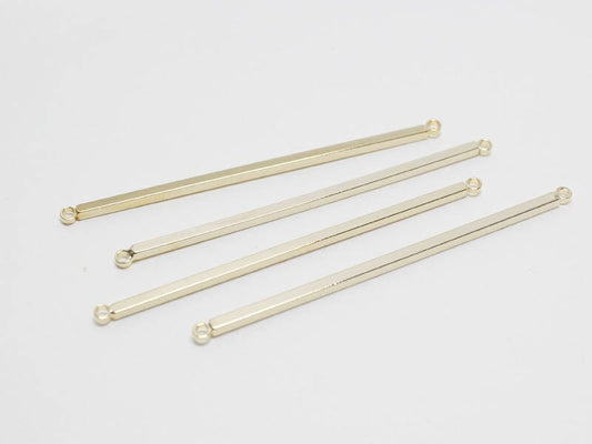 [P0197-1]4pcs/Square Bar Connector/Brass/Gold/48x2mm