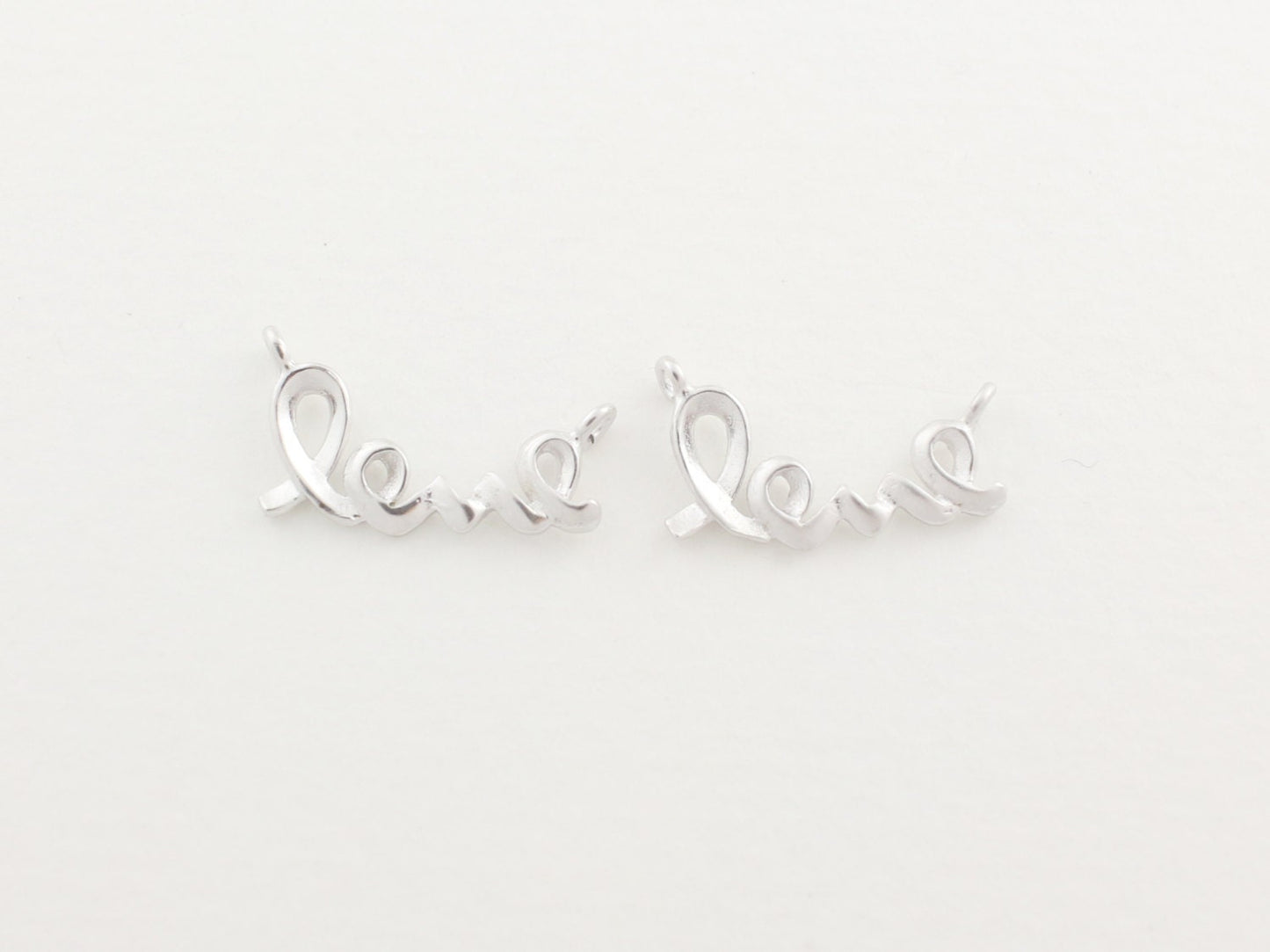 [P0001]2pcs/Ribbon love Pendant/ Brass/Matte Rhodium/15x8.3mm