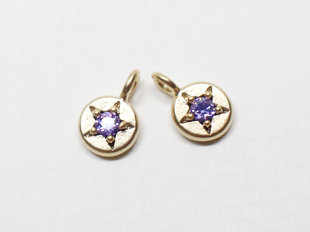 [P0940]2pcs/Mini Star Birthstone Charm/Brass/Matte Gold/4.8mm