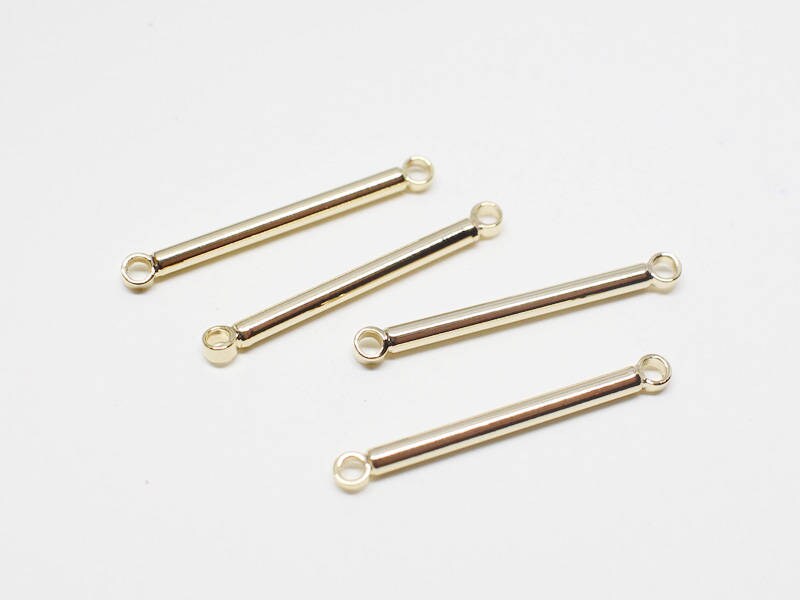 [P0200-1]4pcs/Cylinder Bar Pendant Connector/Brass/Gold/20x2mm