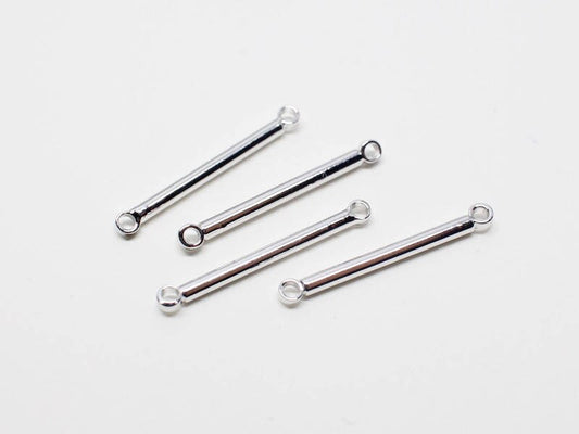 [P0200-1]4pcs/Cylinder Bar Pendant Connector/Brass/Rhodium/20x2mm