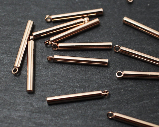 [P0200]4pcs/Cylinder Bar Pendant Short/Brass/Rose Gold/18x2mm