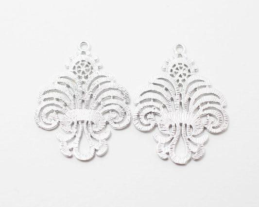 [P0213]2pcs/Paisley pattern pendant/Brass/Matte Rhodium/21x29mm