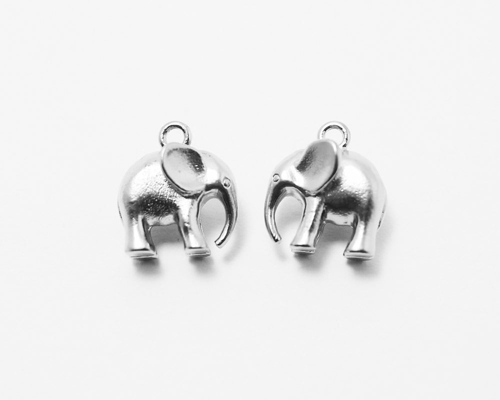 [P0215]2pcs/Elephant penadant/Brass/Matte Rhodium/10.2x11.7mm