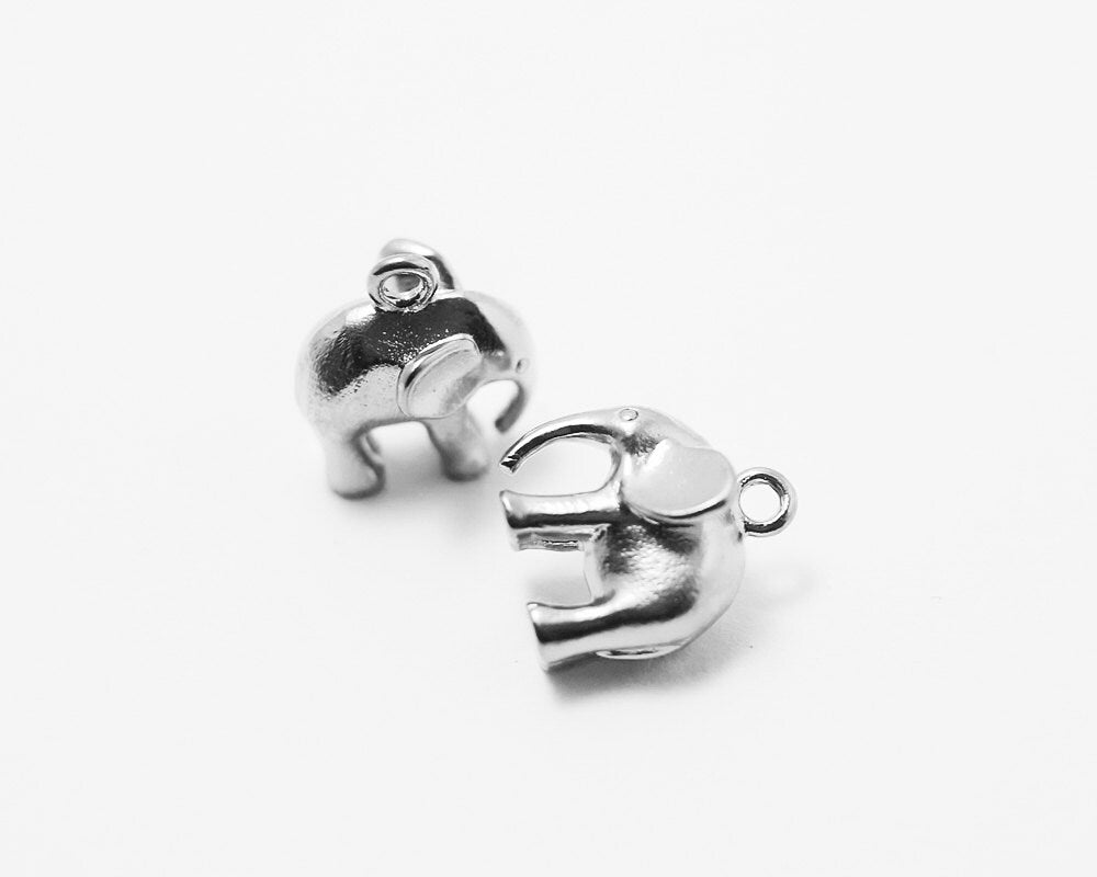 [P0215]2pcs/Elephant penadant/Brass/Matte Rhodium/10.2x11.7mm