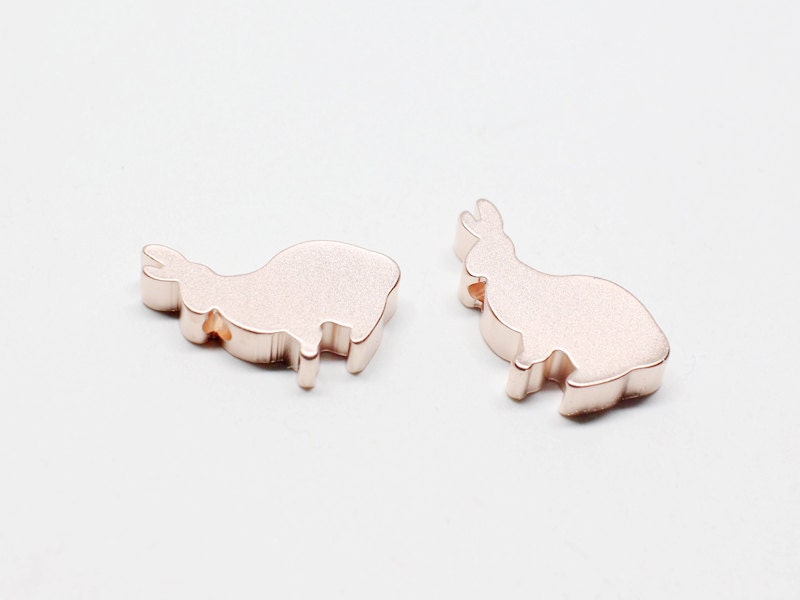 [P0022]2pcs/Chubby Rabbit Charm /Brass/Matte Rose Gold /13 x 9 mm