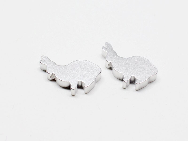 [P0022]2pcs/Chubby Rabbit Charm /Brass/Matte Rhodium/13 x 9 mm