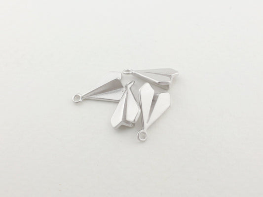 [P0023]2pcs/Origami airplane pendant /Brass/Matte Rhodium/13 x 9 mm