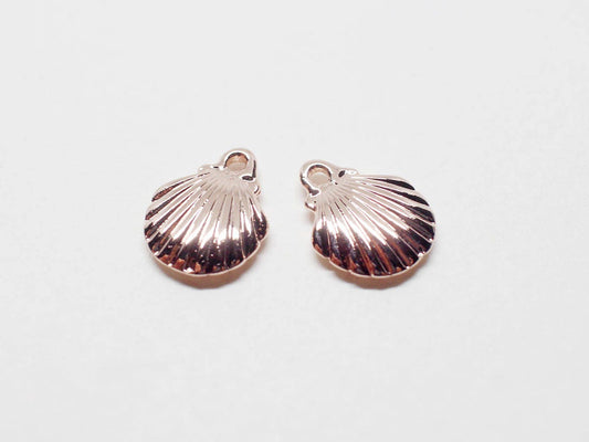 [P0240-1]2pcs/Scallop Pendant/Brass/Rose Gold/10x12mm