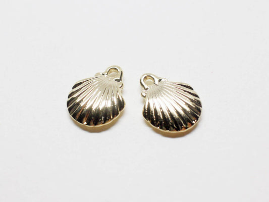 [P0240-1]2pcs/Scallop Pendant/Brass/Gold/10x12mm