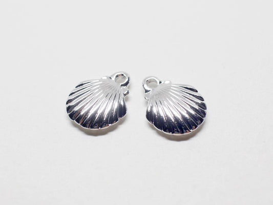 [P0240-1]2pcs/Scallop Pendant/Brass/Rhodium/10x12mm