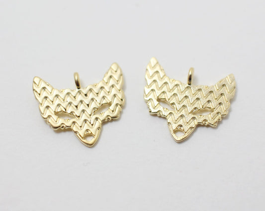 [P0242]2pcs/Fox head Pendant/Brass/Matte Gold/12.77x14.2mm